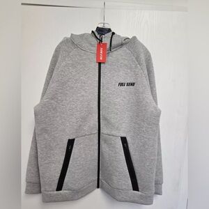 Full Send Gray Zip Up Hoodie- Size Medium